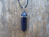 Crystal Point Natural Stone Necklace (Navy Sunstone)