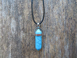 Crystal Point Natural Stone Necklace (Turquoise Dyed Howlite)