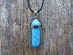 Crystal Point Natural Stone Necklace (Turquoise Dyed Howlite)