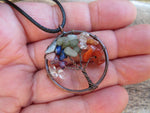 Tree of Life Stone Chip Copper Tone Necklace (Chakra)