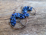Tree of Life Stone Chip Copper Tone Earrings (Lapis Lazuli)