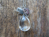 Dandelion Wish Necklace (Pink Ribbon)