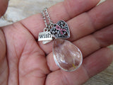 Dandelion Wish Necklace (Pink Ribbon)