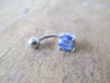 Petite Natural Stone Belly Ring (Sodalite)