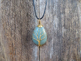 Tree of Life Gold Wire Wrapped Natural Stone Necklace (Green Aventurine)