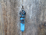 Turquoise Howlite Floral Vine Wrapped Natural Stone Necklace