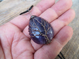 Tree of Life Bronze Wire Wrapped Stone Necklace (Amethyst)