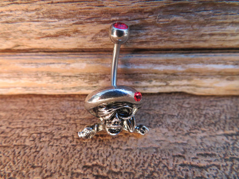 Pirate Zirconia Belly Ring (Pink)