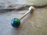 Fire Opal Tongue Ring (Navy-Green)