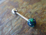 Fire Opal Tongue Ring (Navy-Green)