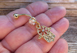 Hamsa Hand CZ Belly Ring (Gold)