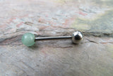 Natural Stone Tongue Ring (Green Aventurine)