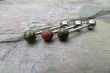 Natural Stone Tongue Ring (Unakite)