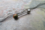 Natural Stone Tongue Ring (Unakite)