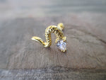 Snake Crystal Gem Cartilage Piercing (Gold)