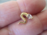Snake Crystal Gem Cartilage Piercing (Gold)