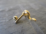 Snake Crystal Gem Cartilage Piercing (Gold)