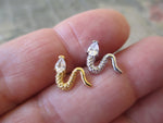 Snake Crystal Gem Cartilage Piercing (Gold)