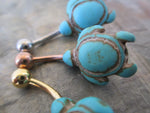 Howlite Stone Turtle Belly Ring (Turquoise)