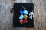 Skull Lucky 13 Velvet Pouch 7 Chakra Stone Set