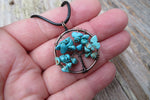 Tree of Life Stone Chip Silver Tone Necklace (Turquoise Howlite)