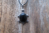 Natural Stone Turtle Pendant Petite (Black Obsidian)