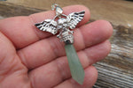 Stone Skull Angel Wings Pendant (Green Aventurine)