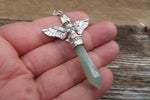 Stone Skull Angel Wings Pendant (Green Aventurine)