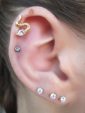 Snake Crystal Gem Cartilage Piercing (Gold)