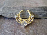 Princess Cut Gem Faux Septum Ring (Rose Gold)