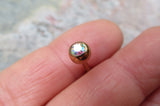 Rose Gold Gem Tongue Ring (Aurora Borealis)