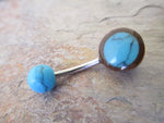 Wood Turquoise Howlite Stone Belly Ring