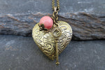 October Natural Stone Birthstone Heart Locket (Pink Tourmaline)