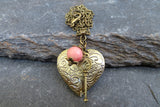 October Natural Stone Birthstone Heart Locket (Pink Tourmaline)