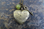 August Natural Stone Birthstone Heart Locket (Peridot)