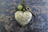 August Natural Stone Birthstone Heart Locket (Peridot)