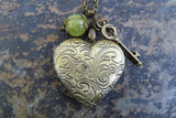 August Natural Stone Birthstone Heart Locket (Peridot)