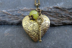 August Natural Stone Birthstone Heart Locket (Peridot)