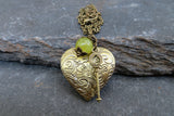 August Natural Stone Birthstone Heart Locket (Peridot)