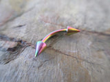 Spiked Eyebrow Ring (Rainbow)