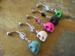 Handmade Skull Dangle Belly Ring (White)