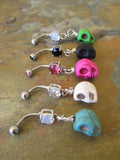 Handmade Skull Dangle Belly Ring (White)