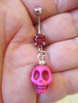 Handmade Skull Dangle Belly Ring (White)