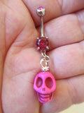 Handmade Skull Dangle Belly Ring (White)