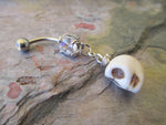 Handmade Skull Dangle Belly Ring (White)