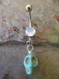 Handmade Skull Dangle Belly Ring (White)