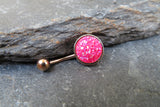 Rose Gold Hot Pink Faux Druzy Belly Ring