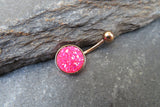 Rose Gold Hot Pink Faux Druzy Belly Ring