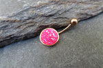 Rose Gold Hot Pink Faux Druzy Belly Ring