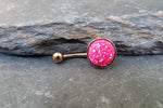 Rose Gold Hot Pink Faux Druzy Belly Ring